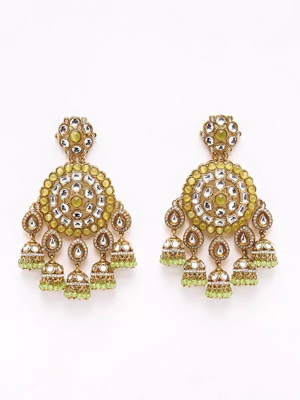 Kundan Studded Chandbali with Drop Beads