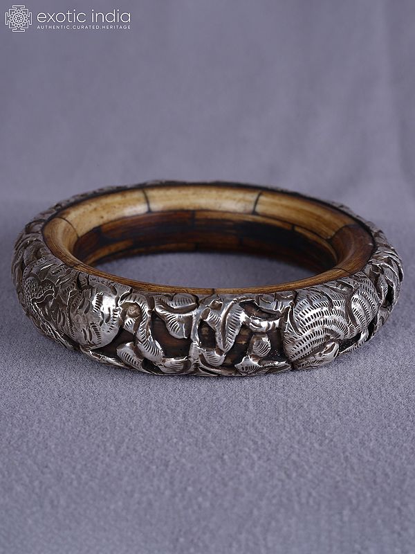 4" Engraved Silver Attractive Bangles From Nepal