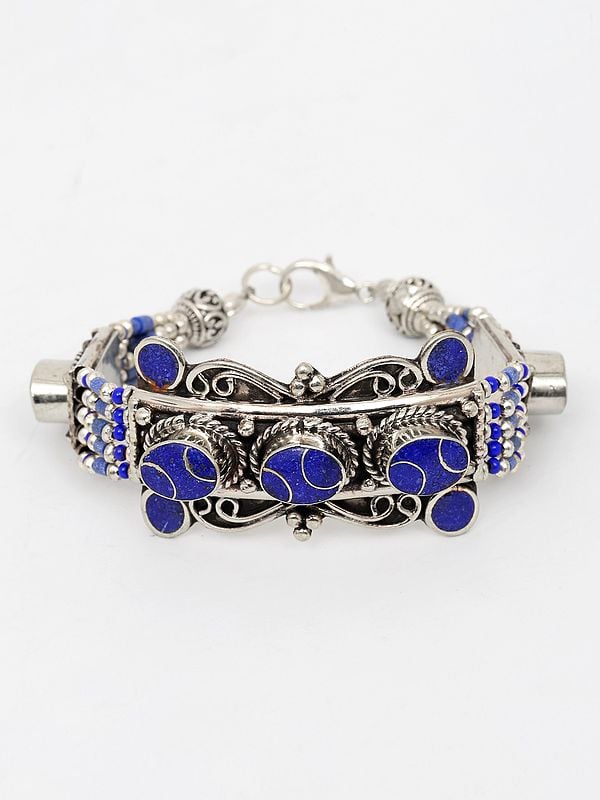 Tibetan Style Bracelet with Studded Stones and Beads