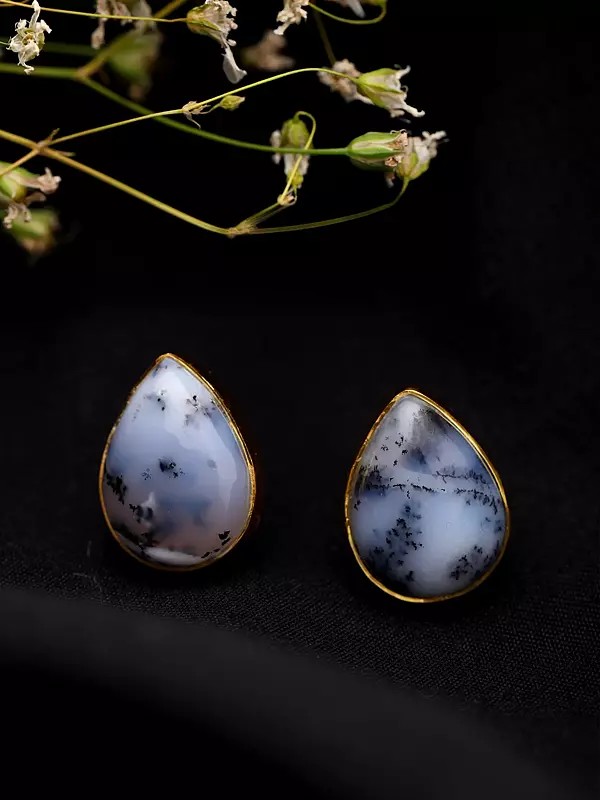 Teardrop Dendrite Opal Earrings