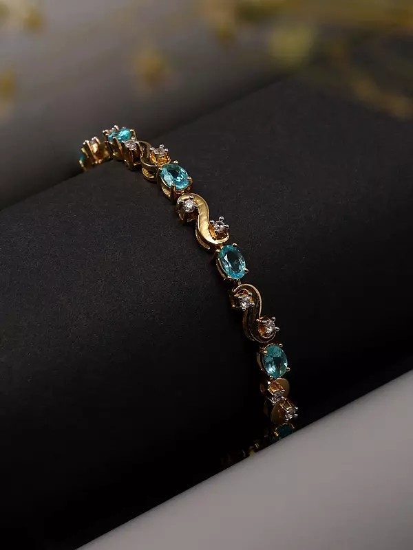 Oval Shape Faceted Apatite Tennis Bracelet