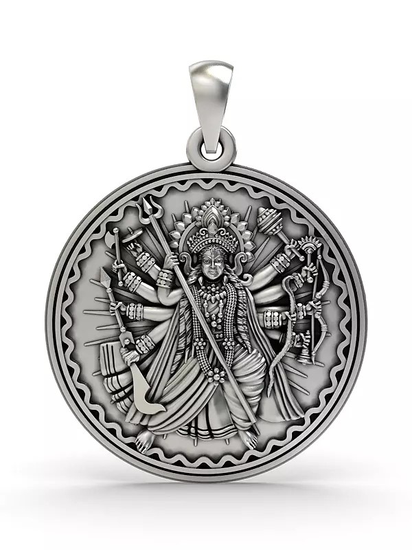 Round Shape Goddess Durga Pendant