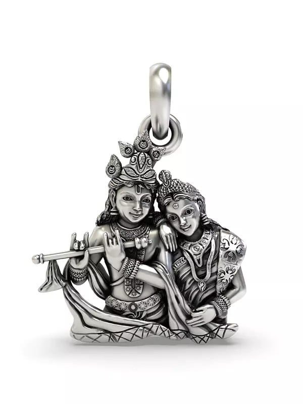 Fluting Radha Krishna Bust Pendant