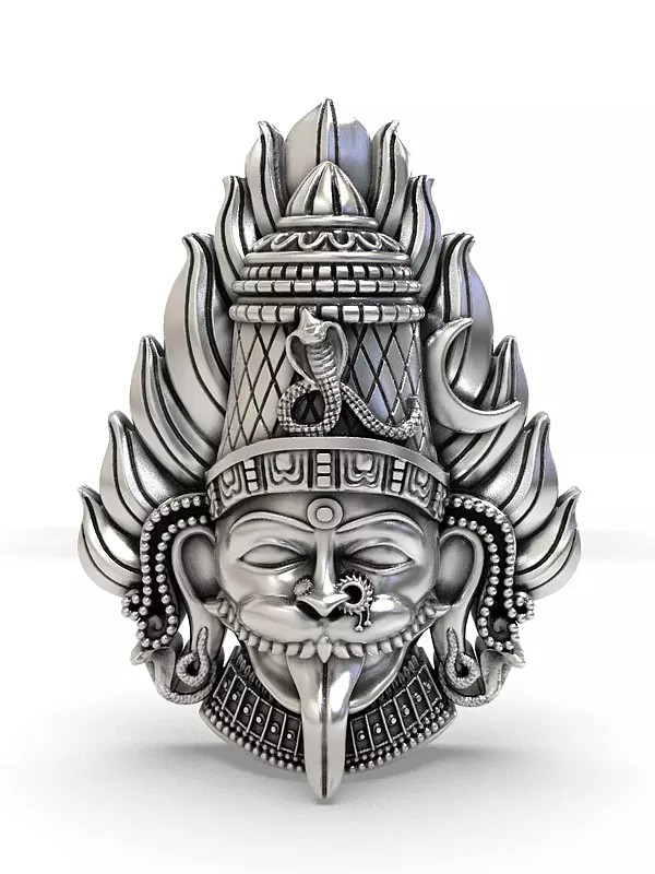 Sterling Silver Pratyangira Devi Face Pendant