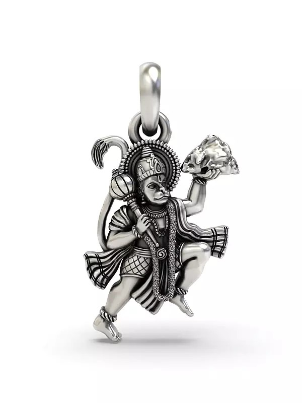 Lord Hanuman Lifting Sanjivani Mountain Pendant