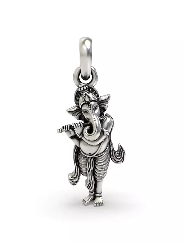 Ganesha Playing Flute Pendant