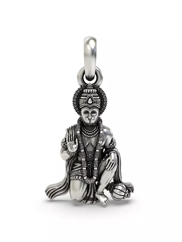 Blessing Hanuman Sterling Silver Pendant