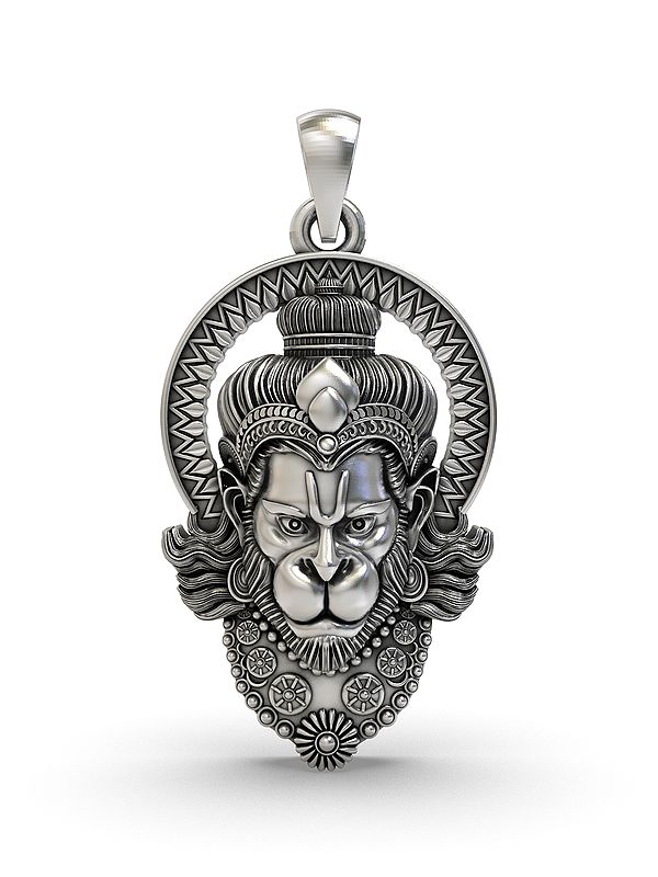 Sterling Silver Hanuman Face Pendant