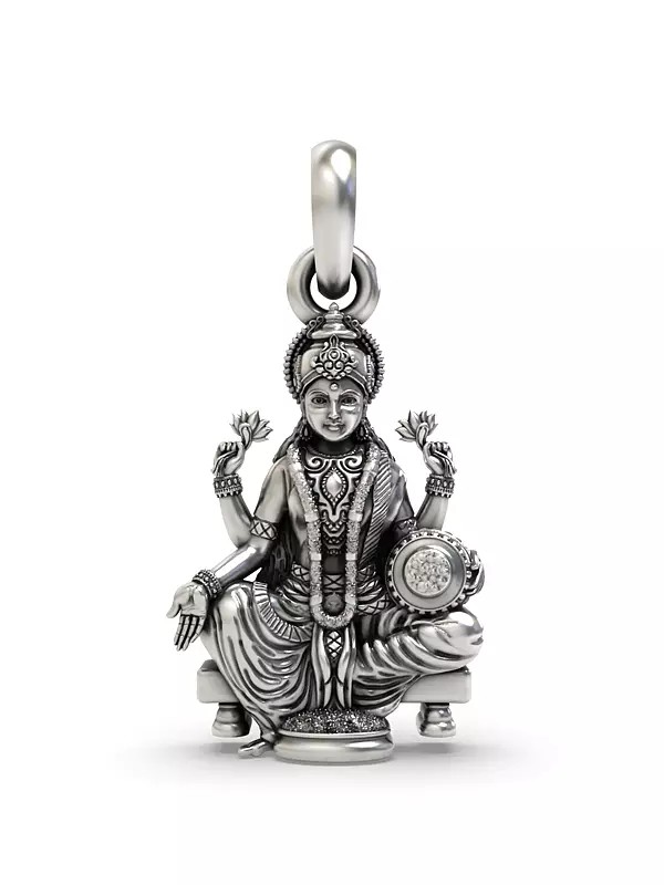 Seated Goddess Lakshmi Silver Pendant