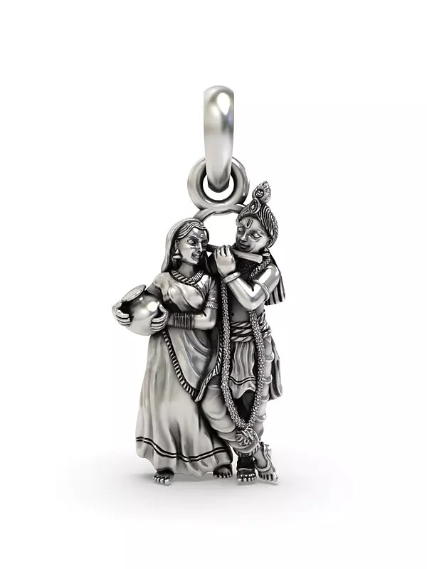Fluting Krishna with Radha Pendant