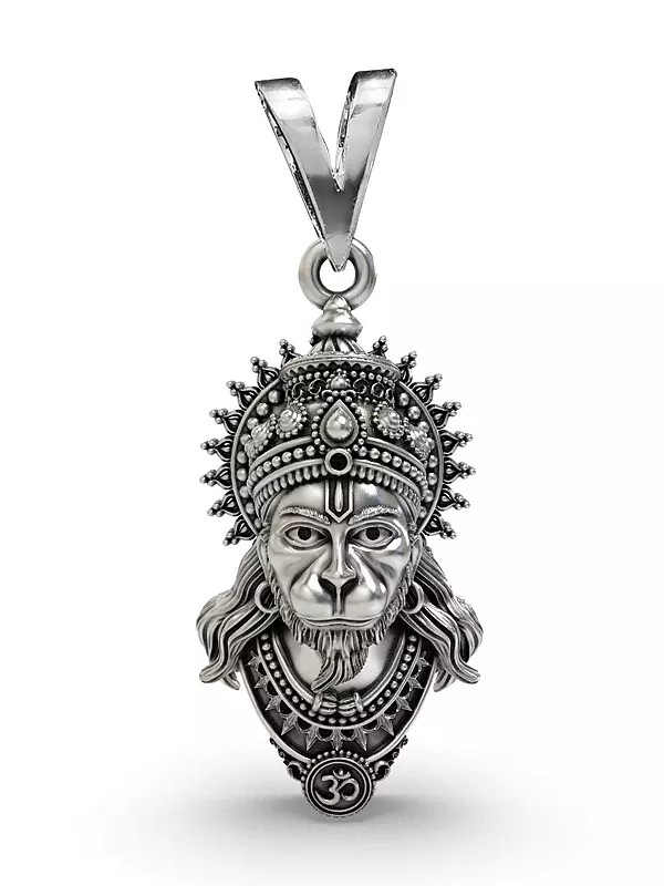 Lord Hanuman Face Sterling Silver Pendant