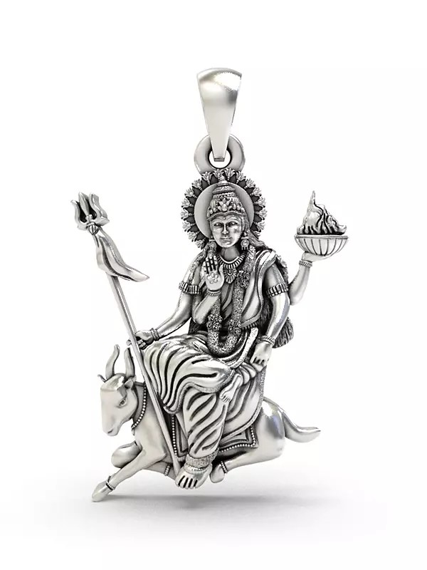 Jahu Maa Sterling Silver Pendant (Rare Goddess of India)