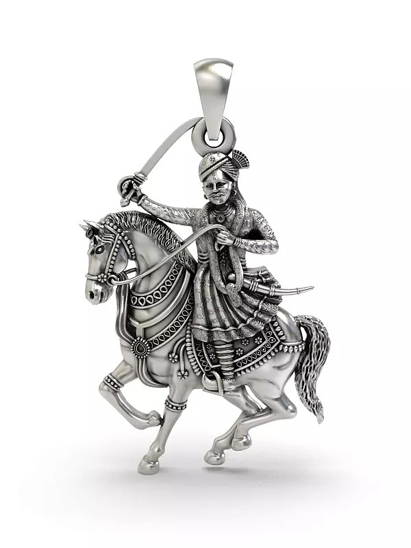 Folk Deity Veer Tejaji Sterling Silver Pendant