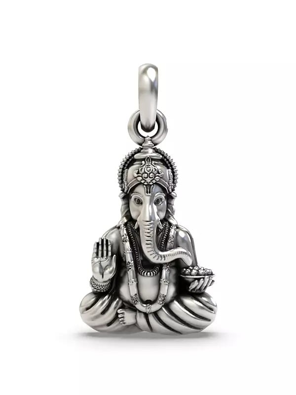 Blessing Ganesha Sterling Silver Pendant