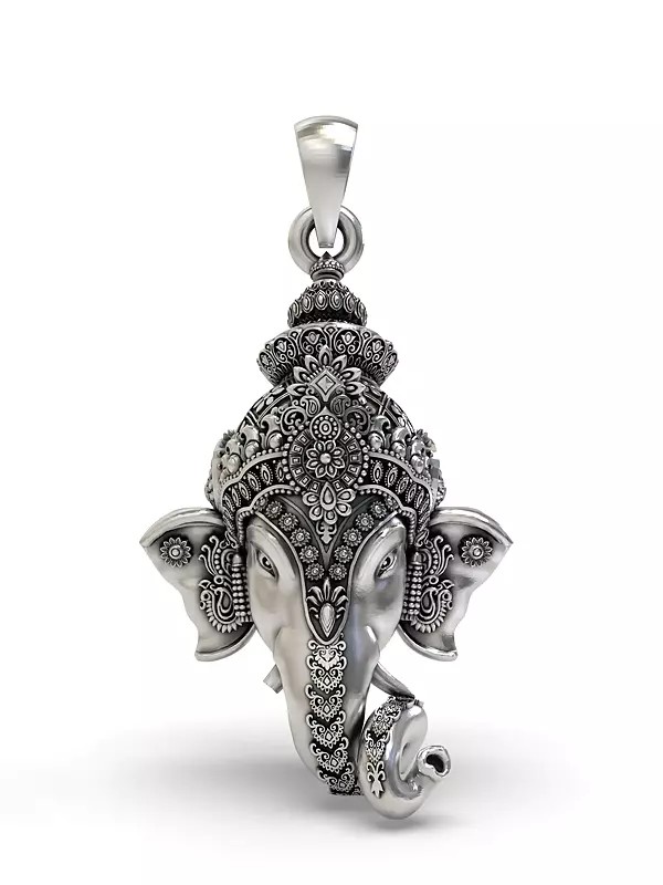 Sterling Silver Lord Ganesha Face Pendant