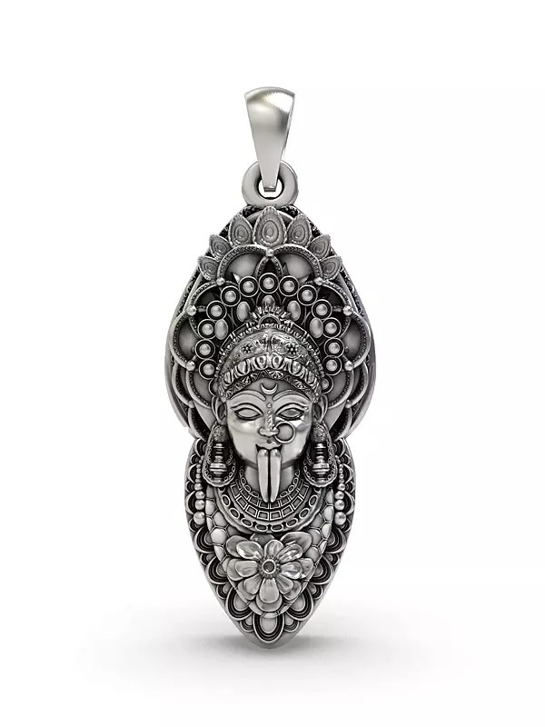 Goddess Kali Face Sterling Silver Pendant