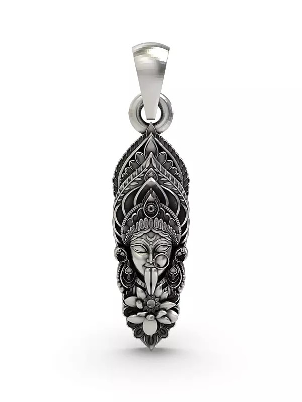 Goddess Kali Face Sterling Silver Pendant