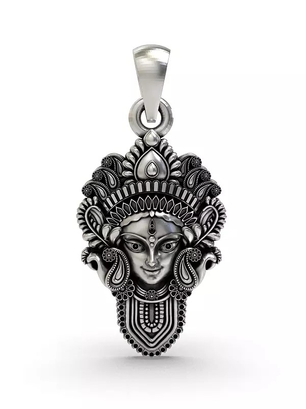 Sterling Silver Maa Durga Face Pendant