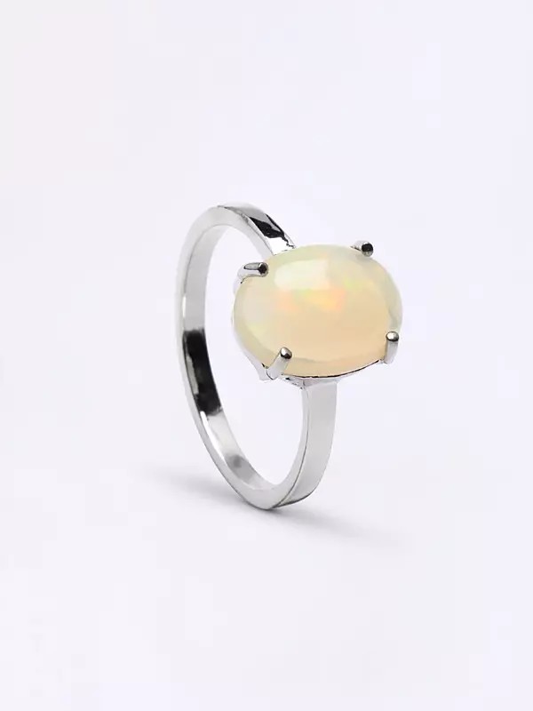 Oval Shape Cabochon Ethiopian Opal Ring
