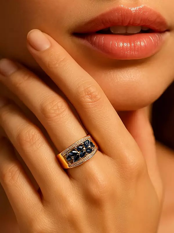 Marquise Cut Blue Sapphire Ring