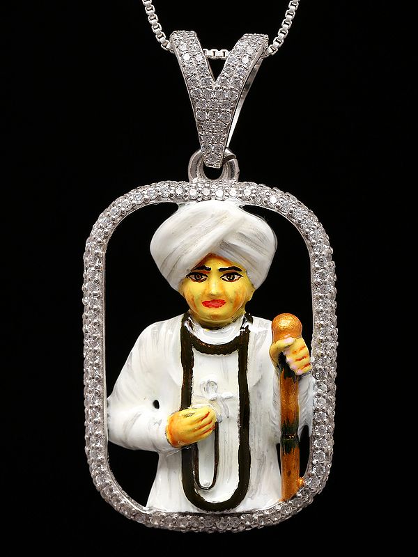 Enamel Jalaram Bapa Sterling Silver Pendant