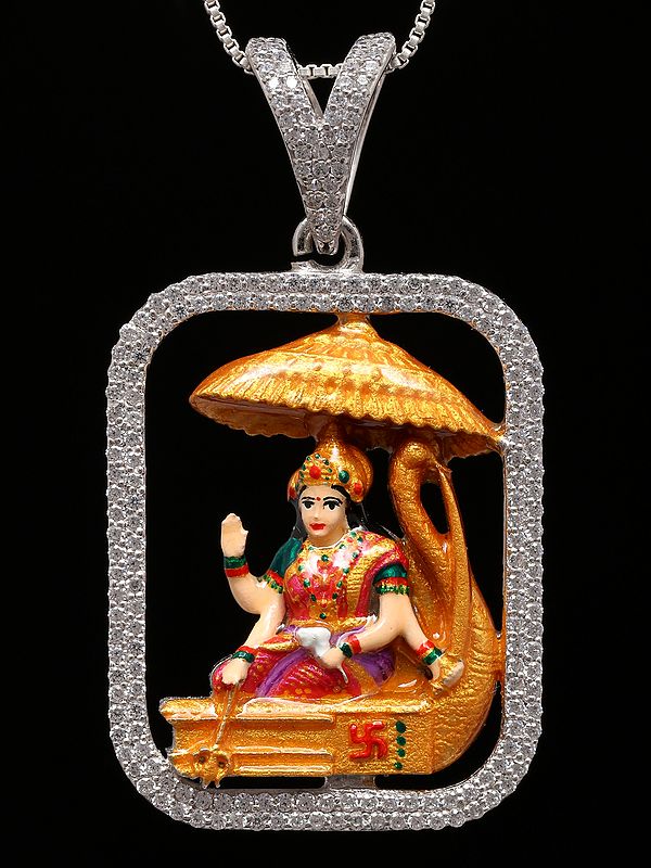 Enamelled Vahanvati Sikotar Mata Sterling Silver Pendant