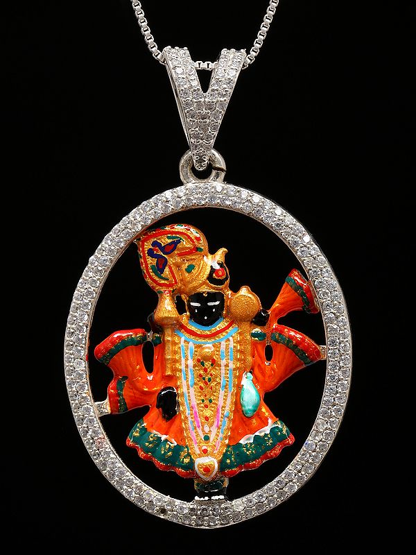 Enamelled Dwarkadhish Form of Lord Krishna Pendant