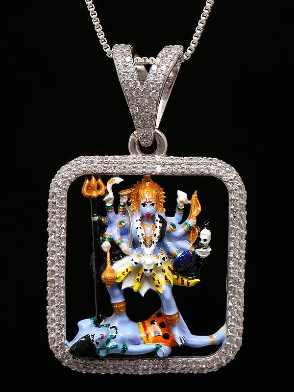 Enamelled Sterling Silver Goddess Kali Pendant
