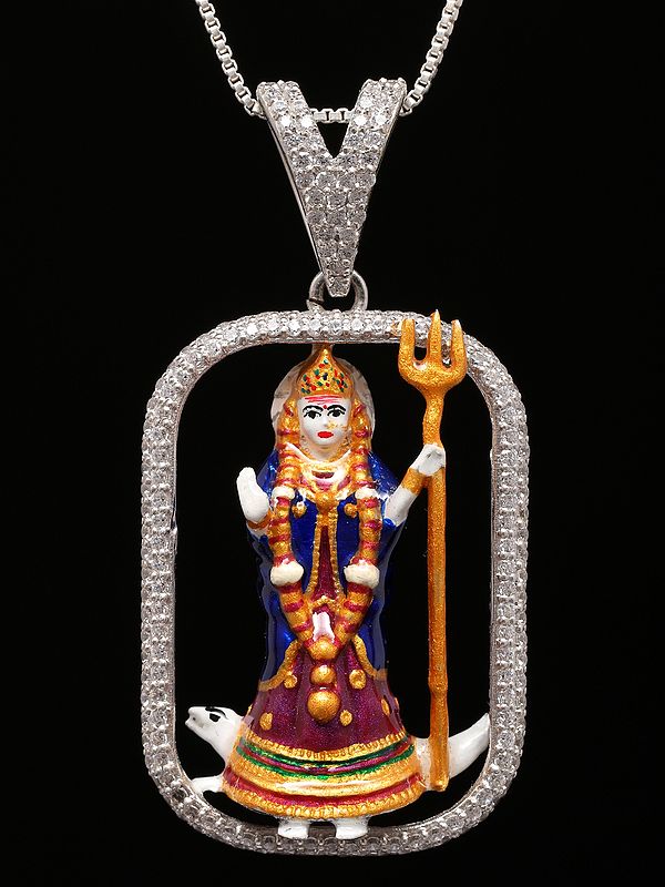 Hindu Folk Goddess Khodiyar Rectangular Shape Pendant