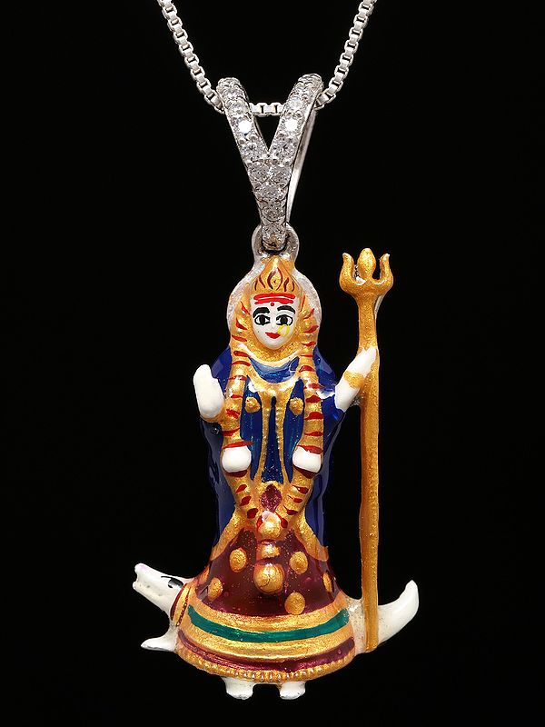 Hindu Folk Goddess Khodiyar Enamel Pendant