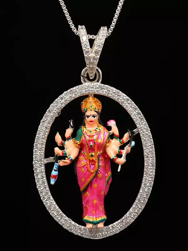 Mata Sadhi Form of Goddess Durga Oval Shape Pendant (Rare Goddess of India)