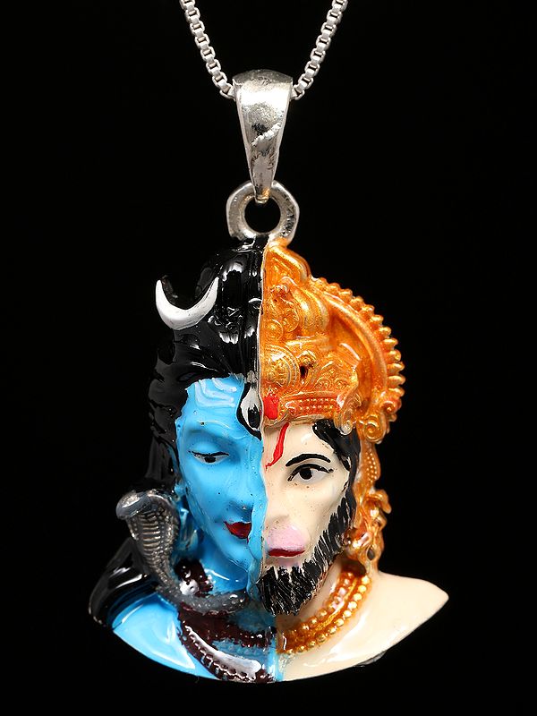 Lord Shiva and Lord Hanuman Enamelled Pendant