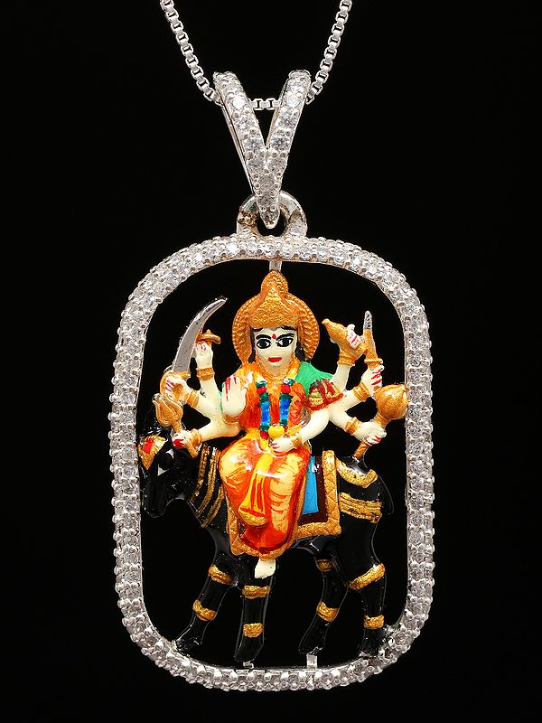 Enamelled Sterling Silver Folk Goddess Meldi Pendant (Rare Goddess of India)