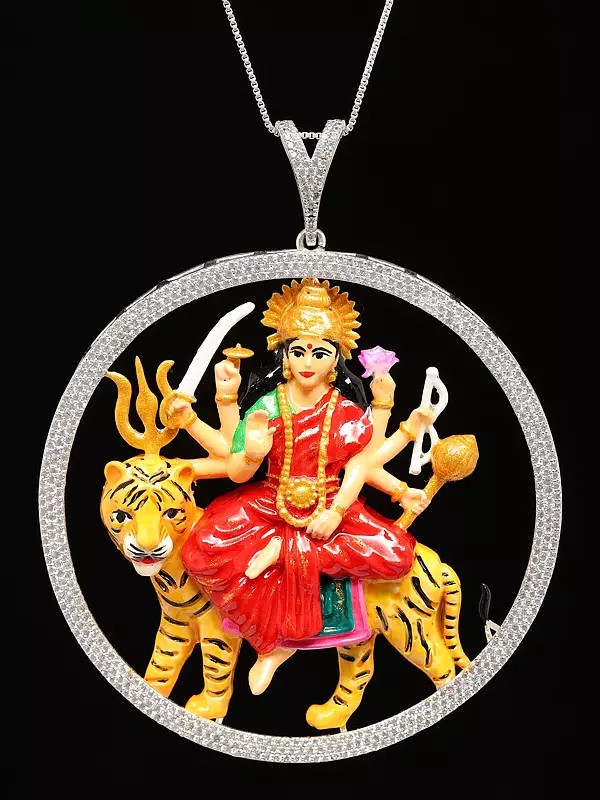 Round Shape Ambe Maa (Goddess Durga) Pendant