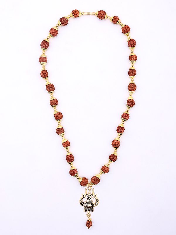 Trident Damru Genuine Rudraksha Mala | Spiritual Jewelry