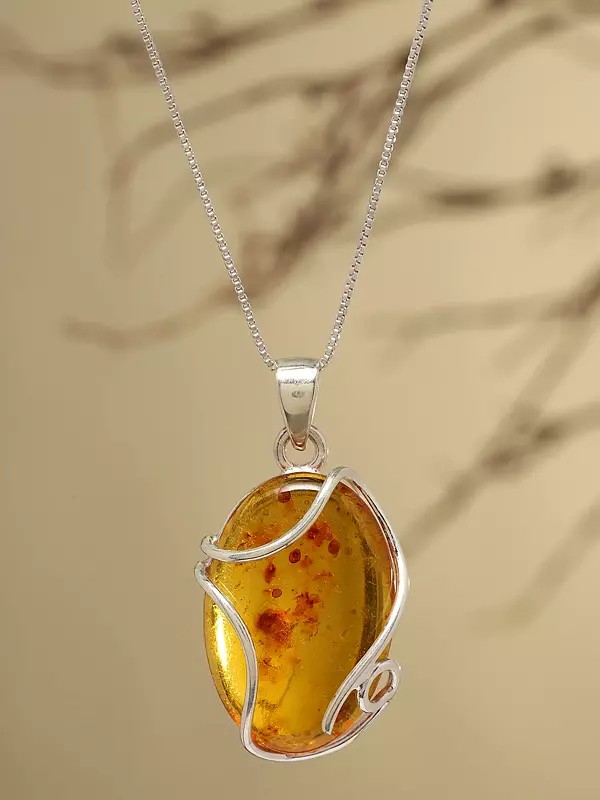 Sterling Silver Wire Wrapped Baltic Amber Pendant