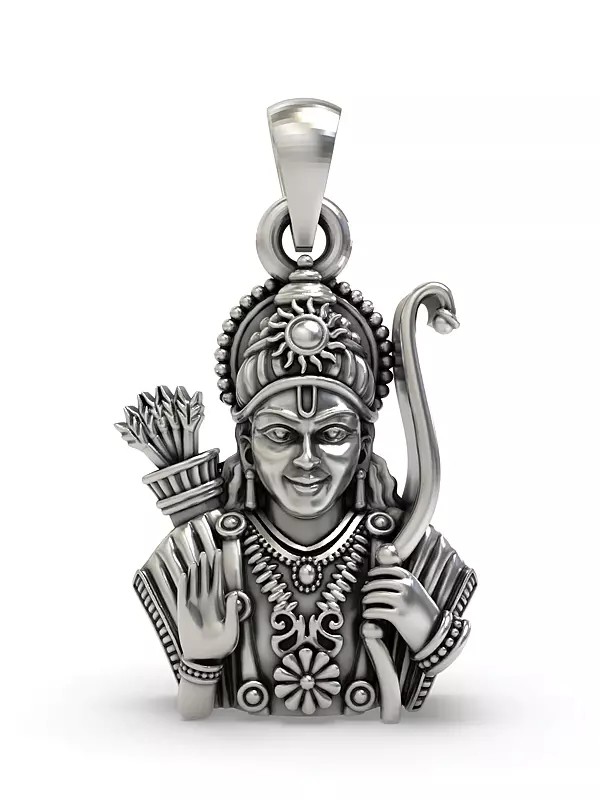 Lord Ram Bust Stelring Silver Pendant