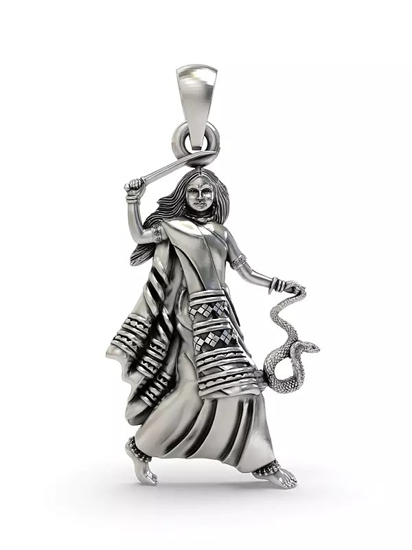 Mogal Maa Sterling Silver Pendant (Rare Goddess of India)