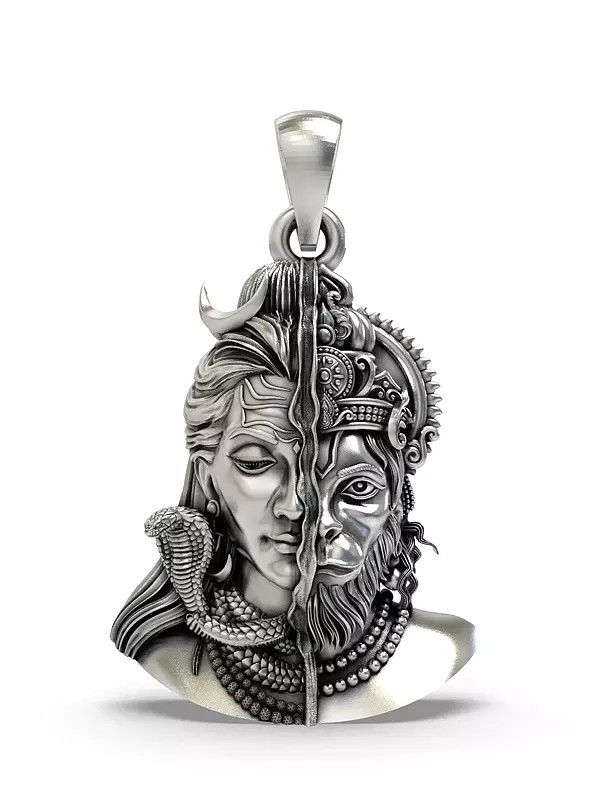 Lord Shiva and Lord Hanuman Sterling Silver Pendant