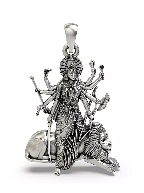 Goddess Durga Sterling Silver Pendant