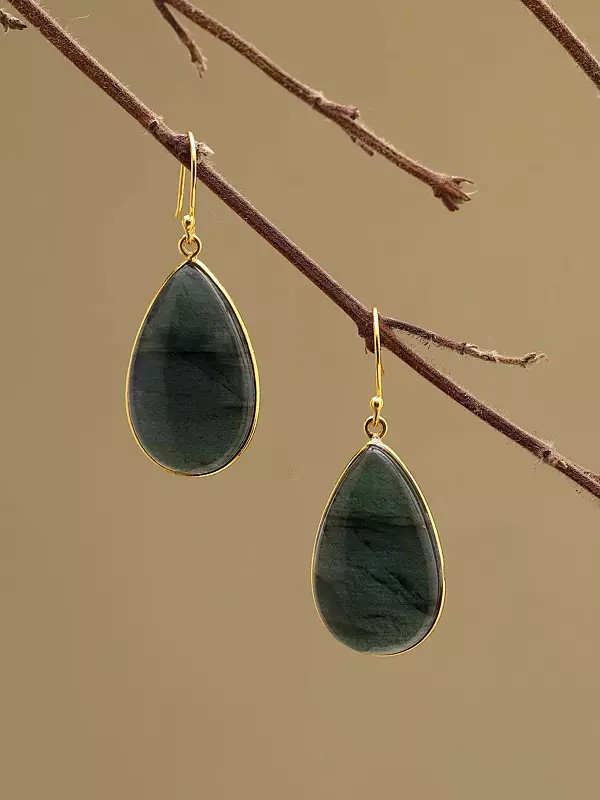 Teardrop Shaped Labradorite Hook Earrings