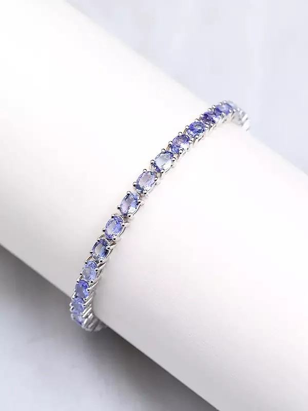 Oval Shape Faceted Tanzanite Gemstone Tennis Bracelet