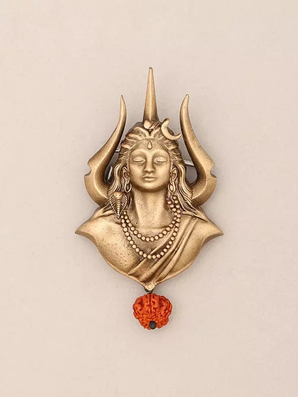 Adiyogi Shiva Bust Trishul Rudraksha Brooch