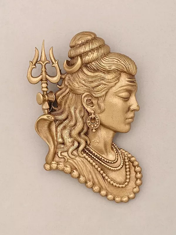 Adiyogi Shiva Bust Trishul Brass Brooch