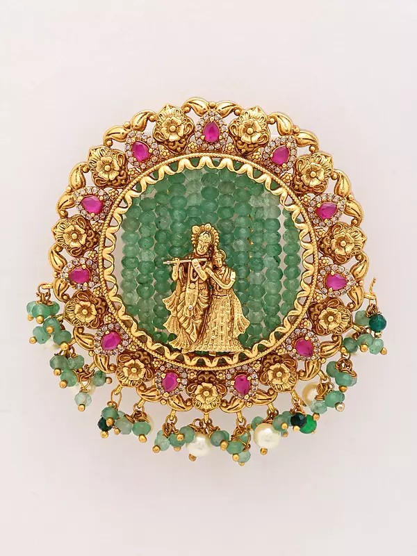 Kundan Stone Studded Flute Radha Krishna Bun Billai (Juda Pin)