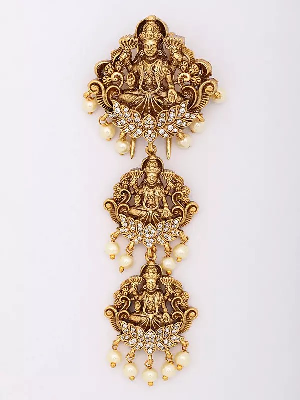 Traditional South Indian Stone Studded Goddess Lakshmi Jadai Nagam