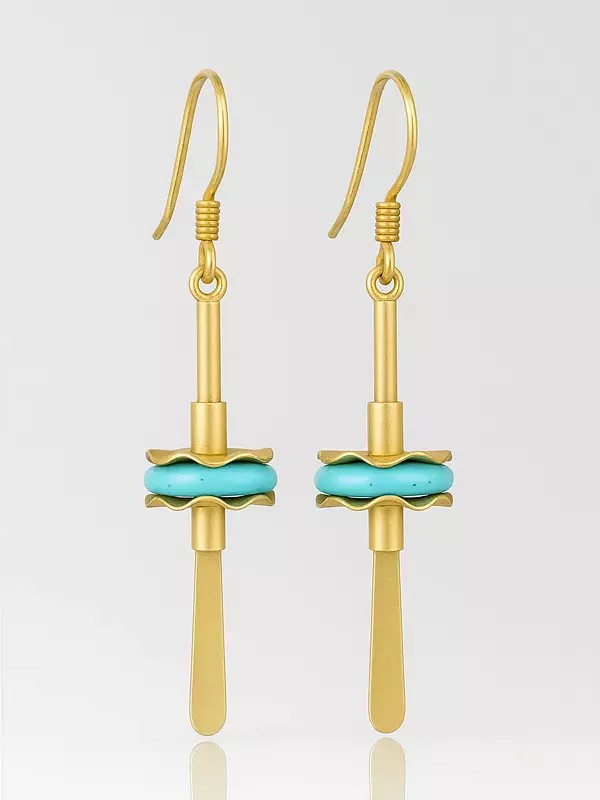 Gold Earrings with Turquoise