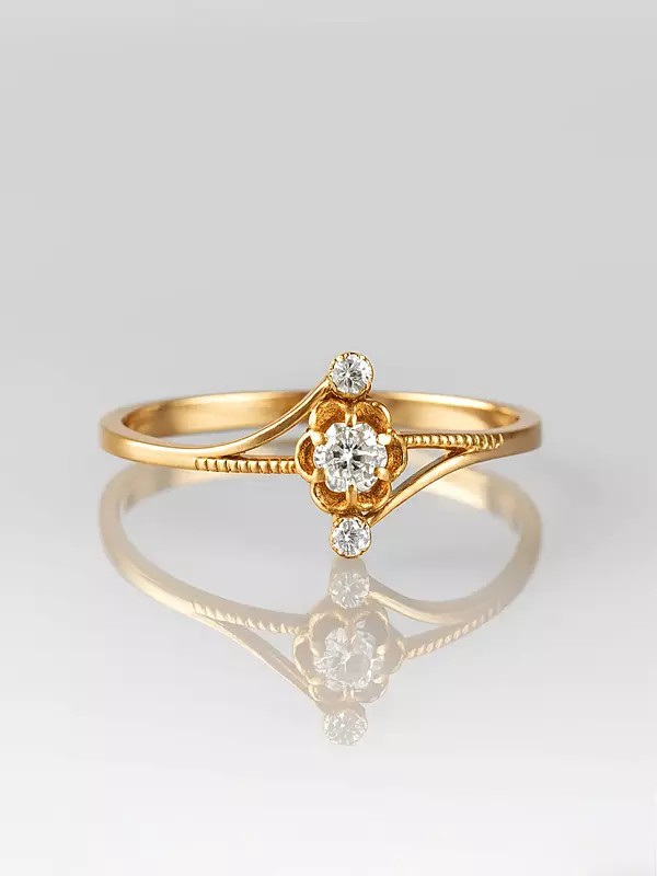 Triple Diamond Gold Ring | Dazzling Gold Jewelry with Diamonds