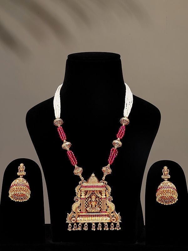 Goddess Lakshmi Temple Necklace Set with Earrings