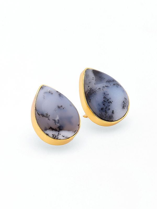 Teardrop Dendrite Opal Earrings